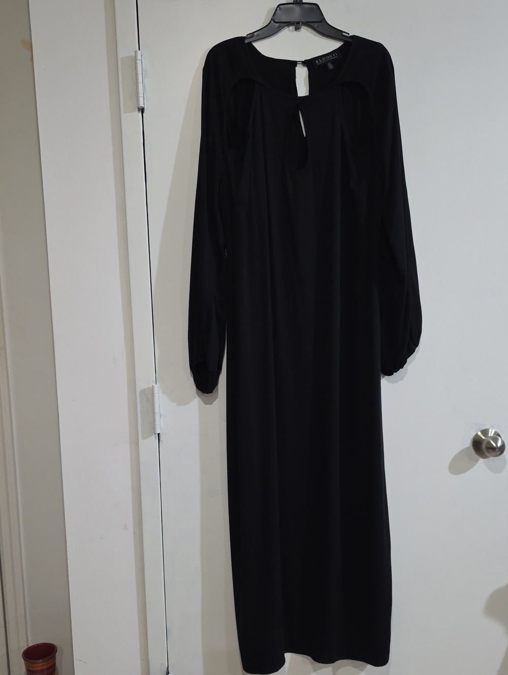 Eloquii Black Long Sleeve Keyhole Maxi